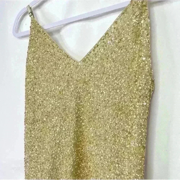 Alice + Olivia Kalia Beaded V-neck Beige Slip Dress Size Small - Picture 5 of 9